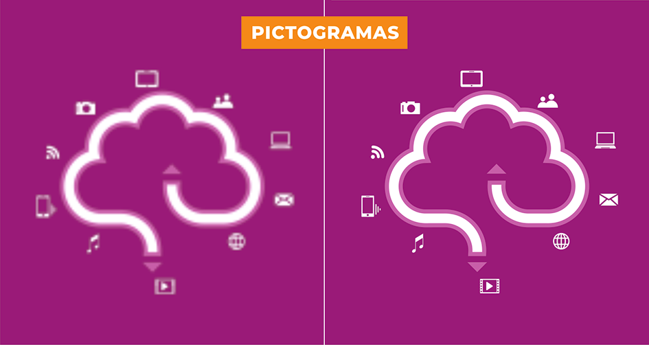 vectorizado de pictograma nube representando las tecnologías de la comunicación