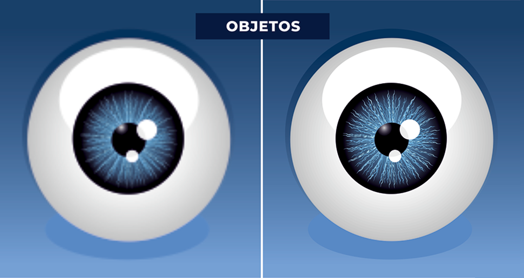 Globo ocular vectorizado sobre fondo degradado azul