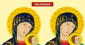 Vectorizado de imágenes religiosas. Virgen del perpetuo socorro con niño jesús
