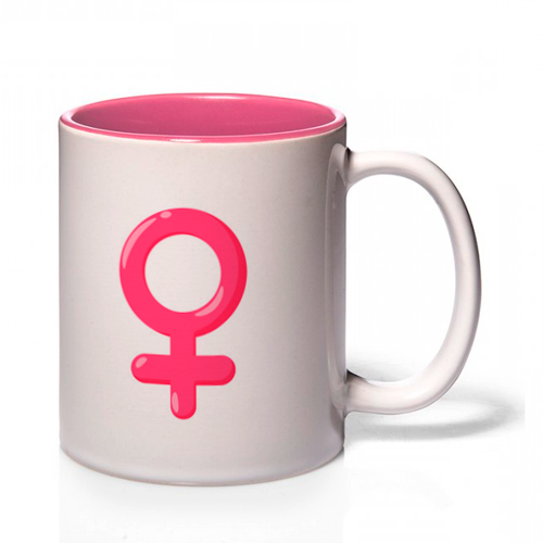 Taza de cerámica con símbolo de mujer vectorizado